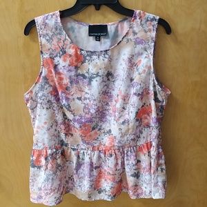 Cynthia Rowley Floral Peplum Tank Top Size: XL